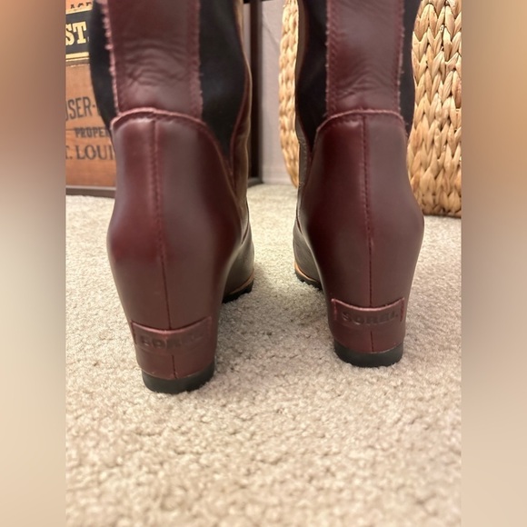 SOREL WOMEN'S FIONA OTK LUX Over the Knee Leather Boot Wine Burgundy Size 7 - Picture 9 of 14